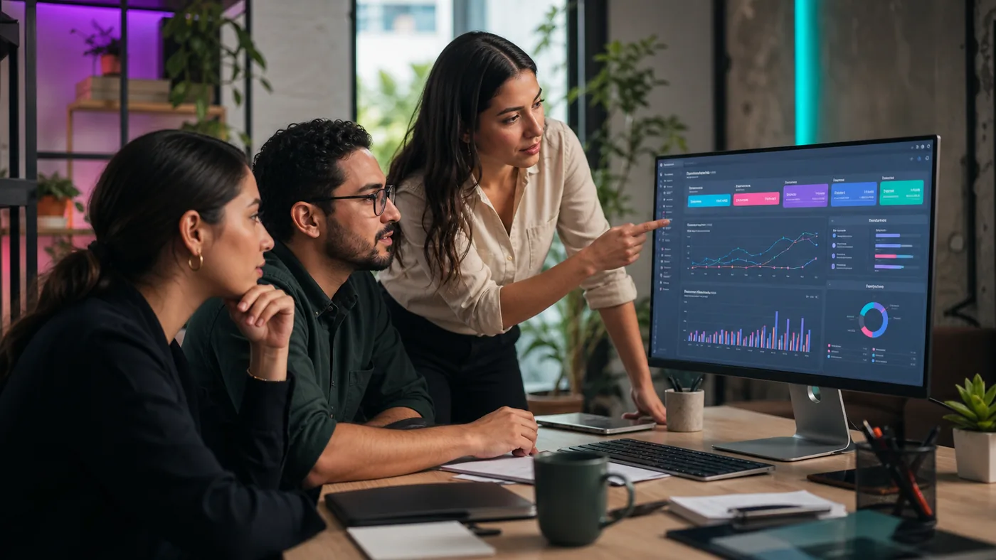 Equipo revisando oportunidades, embudo comercial y estad&iacute;sticas en su CRM
